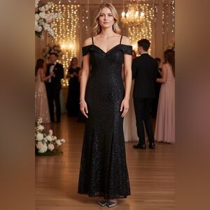 VTG Y2K Whimsigoth Maxi Dress 6 Fully Lace Black Dark Fairy Grunge Hoco Prom